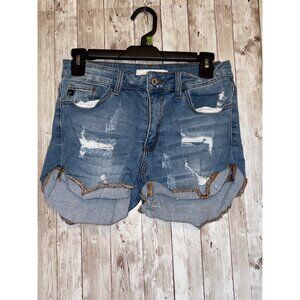 KanCan Women's Distressed Blue Denim Jean Shorts Size 5/26 High Waisted